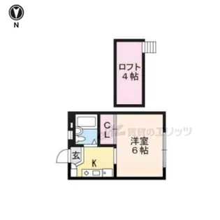 ソレイユ北白川【105号室】の間取り