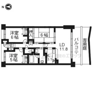 エスリード宇治広野【1階】の間取り