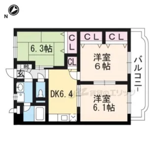 西村マンション?【302号室】の間取り