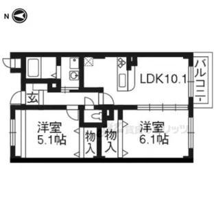 アネックス北中振【105号室】の間取り