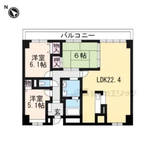 ベルヴィ オウミ【7階】の間取り