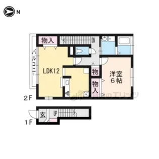 パティオ日ノ岡【202号室】の間取り