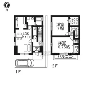 京都府長岡京市奥海印寺普毛【テラスハウス】の間取り