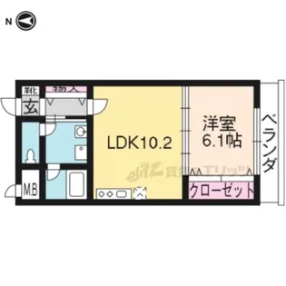 かどの御池 1号棟【106号室】の間取り
