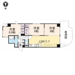 コスモ枚方公園【401号室】の間取り