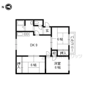 カルチェ東香里【1階】の間取り