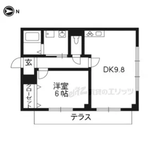 トラストコート二条駅前【104号室】の間取り