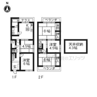 京都府京都市右京区花園段ノ岡町【一戸建】の間取り