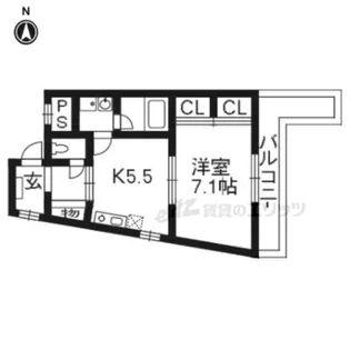 Uluru東向日【3階】の間取り