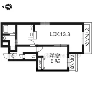 ウェルフラッツ押小路【203号室】の間取り