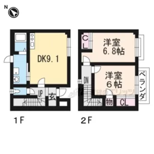 滋賀県栗東市林【テラスハウス】の間取り