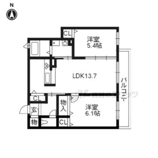 シャーメゾン高新・嵯峨野【203号室】の間取り