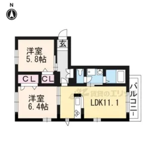 BelleMaison祥鳥橋【203号室】の間取り