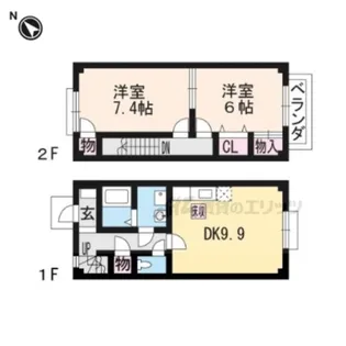 滋賀県守山市水保町【テラスハウス】の間取り