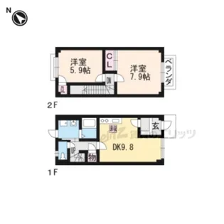 滋賀県栗東市林【テラスハウス】の間取り