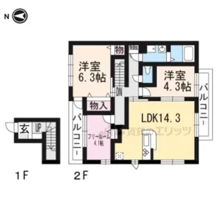 ウィンディアコリーヌ G棟【202号室】の間取り