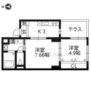 北野エスポワコリン【101号室】の間取り