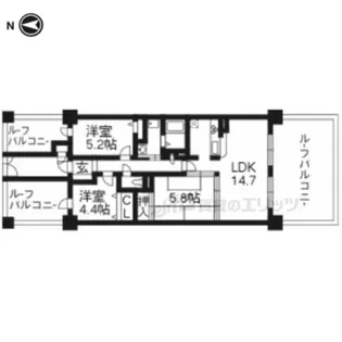 ライオンズマンション西院【2階】の間取り