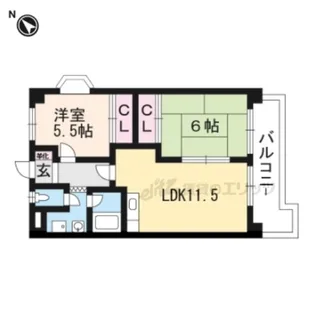 サンティーユASAHI【201号室】の間取り