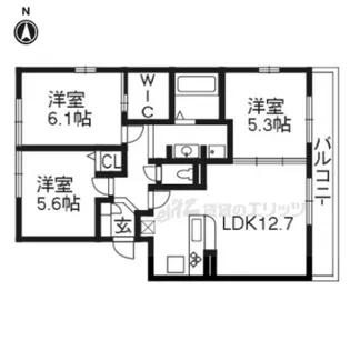 リバーフロント鴨川【101号室】の間取り