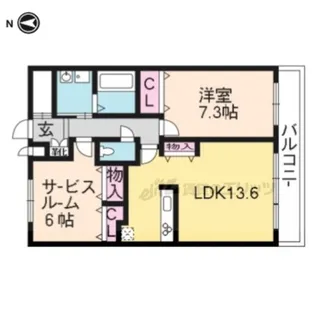 シュシュパルク太秦【2階】の間取り