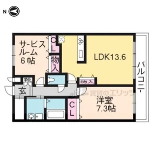 シュシュパルク太秦【2階】の間取り