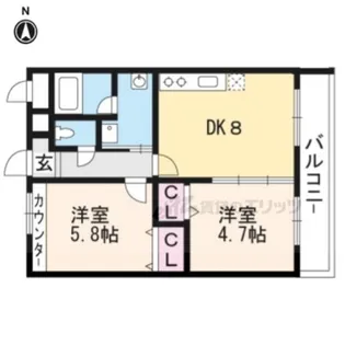 プラシド七瀬川【403号室】の間取り