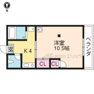 グリーンハイツ紫野【W-08号室】の間取り