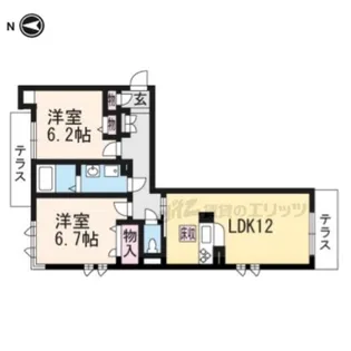 クレアール吉祥院【105号室】の間取り