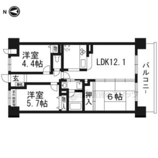 ライオンズマンション宇治大久保【406号室】の間取り