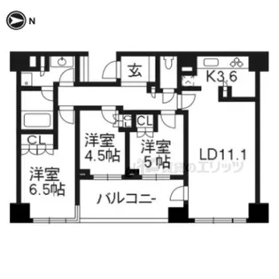 「パークホームズ堺町御門」【4階】の間取り
