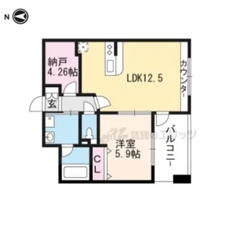 グラシア清水五条【302号室】の間取り