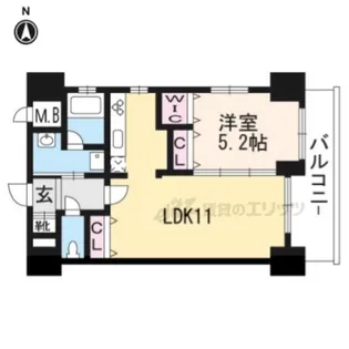 ルーエ五条堀川【701号室】の間取り