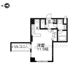 ルーエ五条堀川【206号室】の間取り