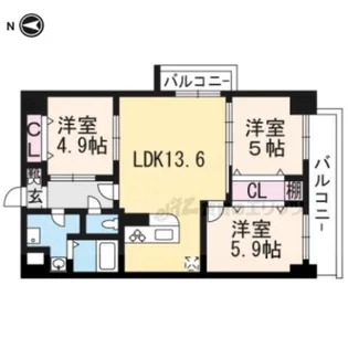 グランヒル西京極【408号室】の間取り
