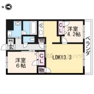 セントリヴィエ二条【102号室】の間取り