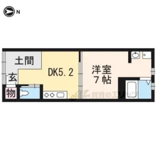 エルベコート東山七条【105号室】の間取り