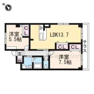 パークサイドシャトー:エイト【106号室】の間取り