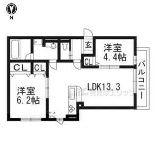 ボヌール壬生【201号室】の間取り