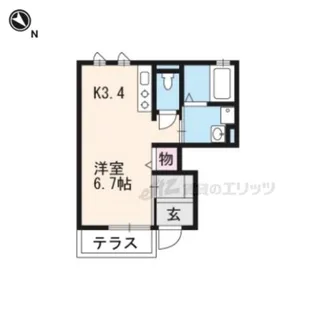 エルメゾン ラクワット【101号室】の間取り