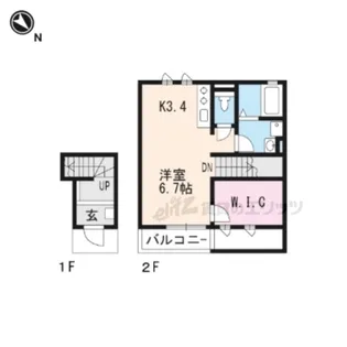エルメゾン ラクワット【202号室】の間取り