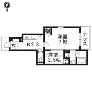 カザリべ城陽駅前【101号室】の間取り
