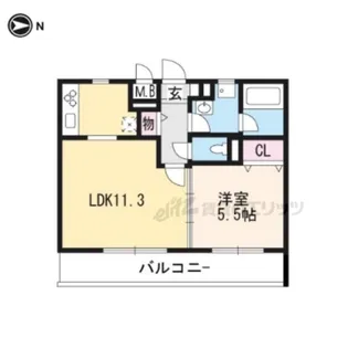 アンジュ京都天神川【1階】の間取り