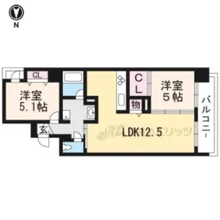 ラトゥール二条御所南【402号室】の間取り