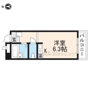 クッキィー石山寺【103号室】の間取り