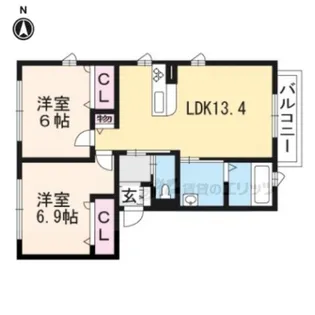 ピュアシャルム【203号室】の間取り