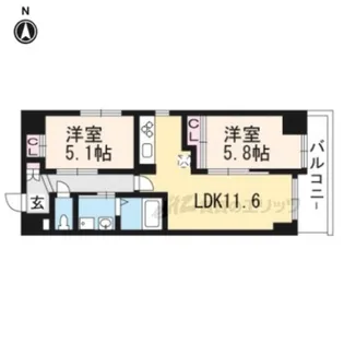 RIVER MOAT SHIJO【205号室】の間取り