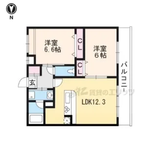 Rosa alba西大路【102号室】の間取り