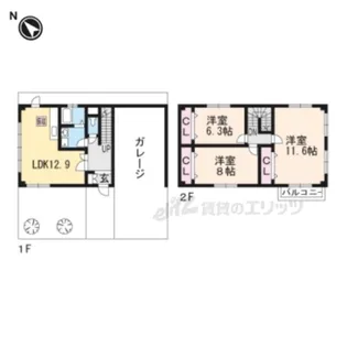滋賀県守山市播磨田町【テラスハウス】の間取り