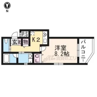 フェリオ三条【202号室】の間取り